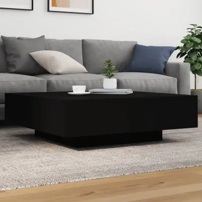 The Living Store Klubska mizica z LED lučmi črna 100x100x31 cm - Klubska Mizica