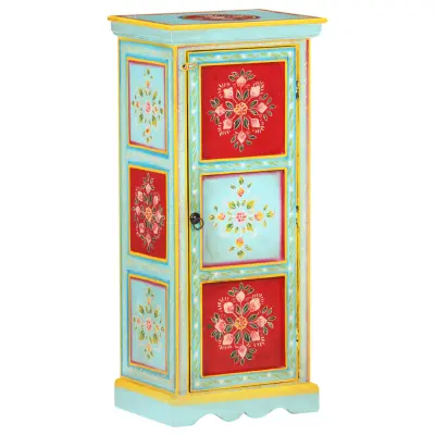 The Living Store Ročno barvana visoka omarica 40x30x90 cm trden mangov les - Visoka Omara