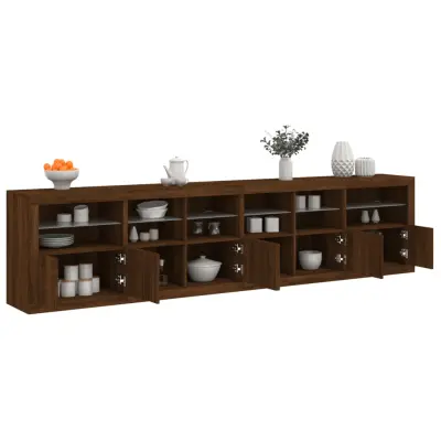 The Living Store Komoda z LED lučkami rjav hrast 283x37x67 cm - Komoda