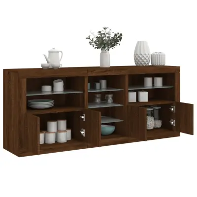 The Living Store Komoda z LED lučkami rjav hrast 181,5x37x67 cm - Komoda