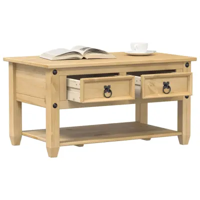 The Living Store Klubska mizica s predali Corona 85x50x45 cm trdna borovina - Klubska Mizica