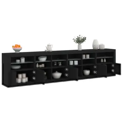 The Living Store Komoda z LED lučkami črna 283x37x67 cm - Komoda