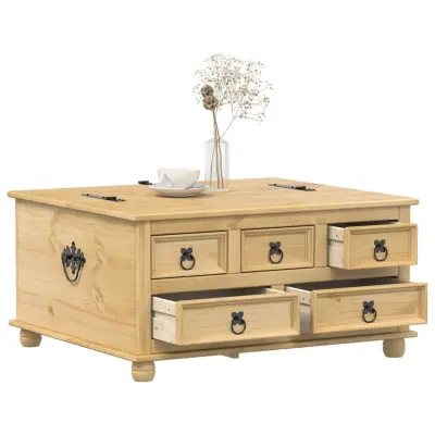 The Living Store Škatla za shranjevanje Corona 90x78x45 cm trdna borovina - Škatla Za Shranjevanje