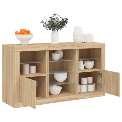 The Living Store Komoda z LED lučkami sonoma hrast 123x37x67 cm - Komoda