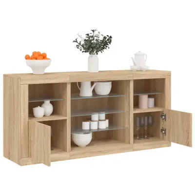 The Living Store Komoda z LED lučkami sonoma hrast 142,5x37x67 cm - Komoda