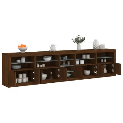 The Living Store Komoda z LED lučkami rjav hrast 283x37x67 cm - Komoda