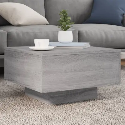 The Living Store Klubska mizica z LED lučkami siva sonoma 55x55x31 cm - Klubska Mizica