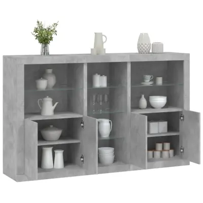 The Living Store Komoda z LED lučkami betonsko siva 162x37x100 cm - Komoda