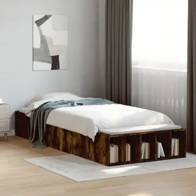 The Living Store Posteljni okvir dimljeni hrast 75x190 cm inženirski les - Posteljni Okvir
