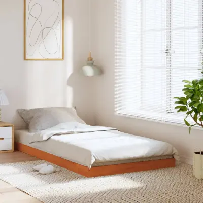 The Living Store Posteljni okvir medeno rjav 90x190 cm trdna borovina - Posteljni Okvir