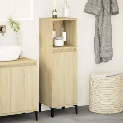 The Living Store Kopalniška omarica sonoma hrast 30x30x100 cm inženirski les - Kopalniška Omarica