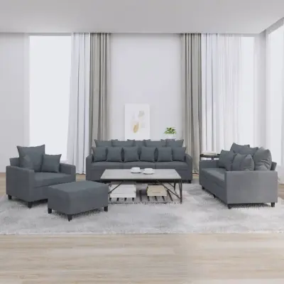 The Living Store Sedežna garnitura 4-delna z blazinami temno siv žamet - Sedežna Garnitura