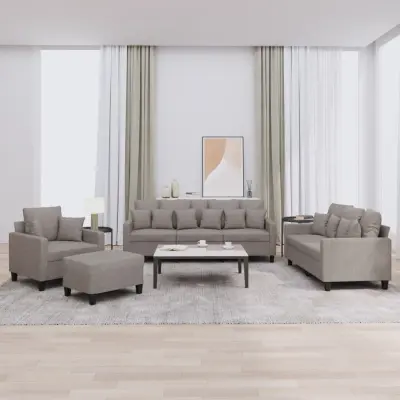 The Living Store Sedežna garnitura z vzglavniki 4-delna taupe blago - Komplet Sedežne Garniture