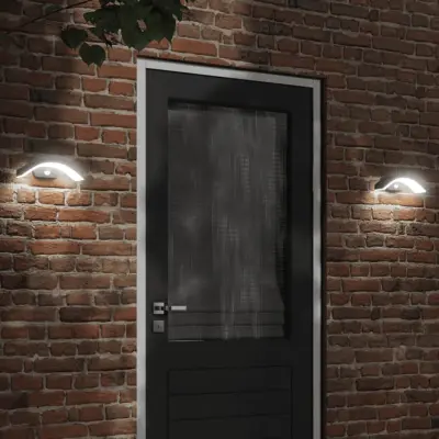The Living Store Zunanje stenske senzorske LED svetilke črn tlačno lit aluminij - Zunanja Stenska LED Svetilka