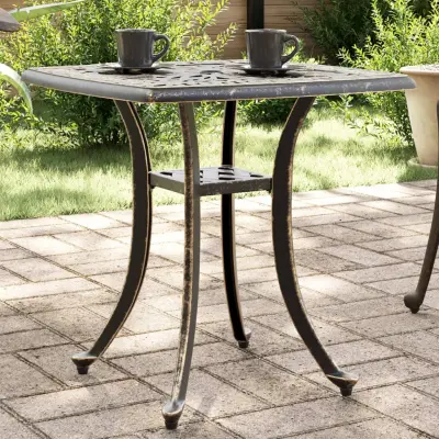 The Living Store Vrtna miza bronasta 53x53x53 cm liti aluminij - Vrtna Miza