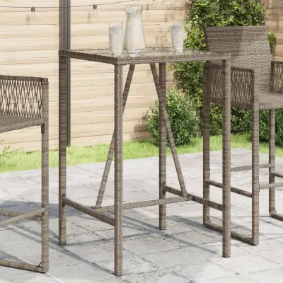 The Living Store Zunanja barska miza siva 70x70x110 cm poli ratan - Zunanja Barska Miza