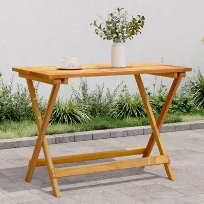 The Living Store Zložljiva vrtna miza 90x52,5x65 cm trden akacijev les - Vrtna Miza