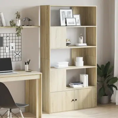 The Living Store Knjižna omara sonoma hrast 100x36x189 cm inženirski les - Knjižna Omara