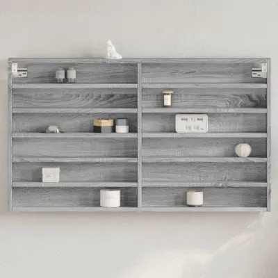 The Living Store Vitrina siva sonoma 100x8,5x58 cm inženirski les - Vitrina