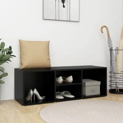 The Living Store Klop za shranjevanje čevljev črna 105x35x35 cm inženirski les - Klop Za Shranjevanje Čevljev