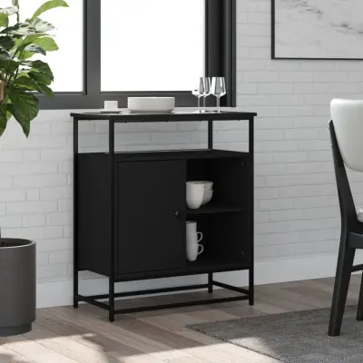 The Living Store Komoda črna 69x35x80 cm inženirski les - Komoda
