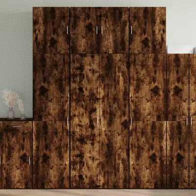 The Living Store Visoka omara dimljen hrast 80x42,5x249 cm inženirski les - Visoka Omarica