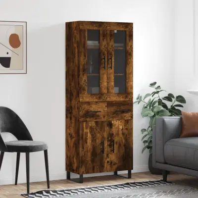 The Living Store Visoka komoda dimljen hrast 69,5x34x180 cm inženirski les - Visoka Omara
