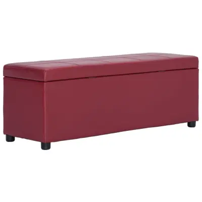 The Living Store Klop s prostorom za shranjevanje 116 cm vinsko rdeče usnje - Klop