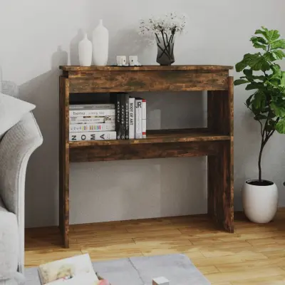 The Living Store Konzolna mizica dimljeni hrast 80x30x80 cm konstruiran les - Konzolna Mizica