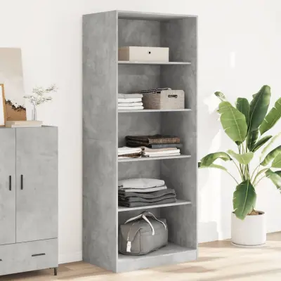 The Living Store Garderobna omara betonsko siva 80x50x200 cm inženirski les - Garderobna Omara