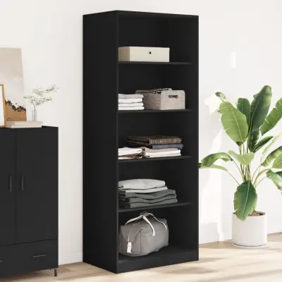 The Living Store Garderobna omara črna 80x50x200 cm inženirski les - Garderobna Omara