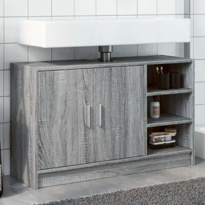 The Living Store Omarica za umivalnik siva sonoma 90x29x55 cm inženirski les - Omarica Za Umivalnik