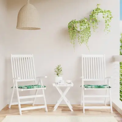 The Living Store Blazine za vrtne stole 2 kosi vzorec listja 50x50x3 cm tkanina - Blazina Za Stol