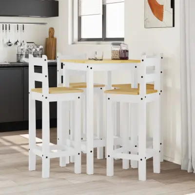 The Living Store Barska garnitura 5-delna bela trdna borovina - Barska Garnitura