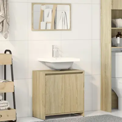 The Living Store Kopalniška garnitura 2-delna sonoma hrast inženirski les - Komplet Kopalniškega Pohištva