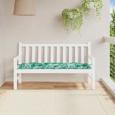 The Living Store Blazina za vrtno klop vzorec listov 150x50x7 cm oxford tkanina - Blazina Za Vrtno Klop