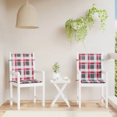 The Living Store Blazine za vrtne stole 2 kosa rdeče karo 100x50x3 cm oxford - Blazina Za Stol Z Nizkim Naslonjalom