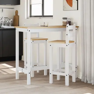 The Living Store Barska garnitura 3-delna bela trdna borovina - Barska Garnitura