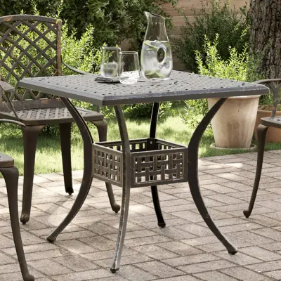 The Living Store Vrtna miza bronasta 80x80x75 cm liti aluminij - Vrtna Miza