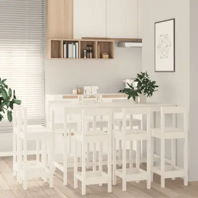 The Living Store Barska garnitura 9-delna bela trdna borovina - Barska Garnitura