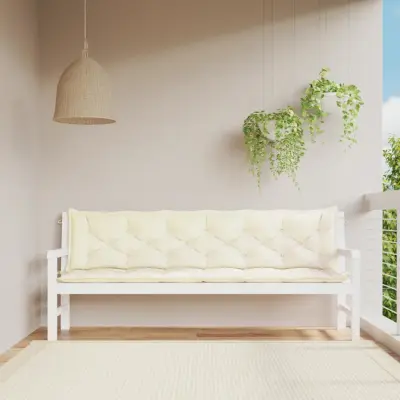 The Living Store Blazina za vrtno klop 2 kosa kremno bela oxford tkanina - Blazina Za Vrtno Klop