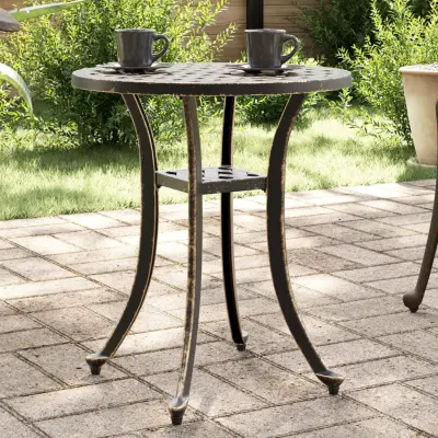The Living Store Vrtna miza bronasta Ø48x53 cm liti aluminij - Vrtna Miza