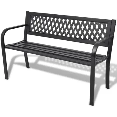 The Living Store Vrtna klop 118 cm jeklo črne barve - Vrtna Klop