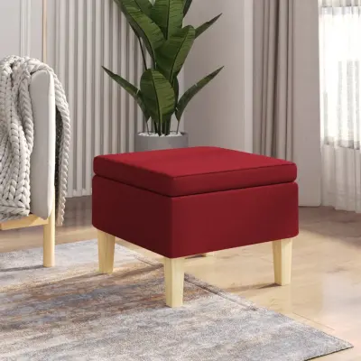 The Living Store Stolček z lesenimi nogami vinsko rdeče blago - Stolček