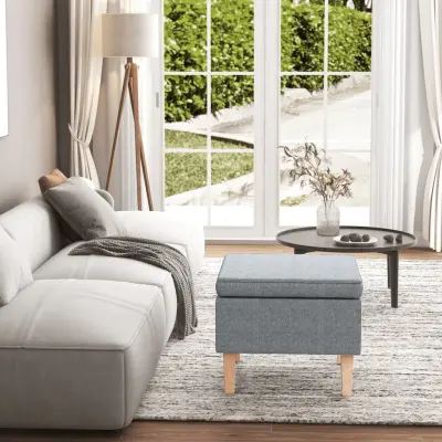 The Living Store Stolček z lesenimi nogami svetlo siv iz blaga - Stolček
