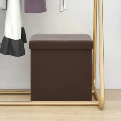 The Living Store Zložljiv stolček s prostorom za shranjevanje rjav PVC - Stolček S Prostorom Za Shranjevanje