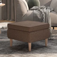 The Living Store Stolček z lesenimi nogami taupe blago - Stolček