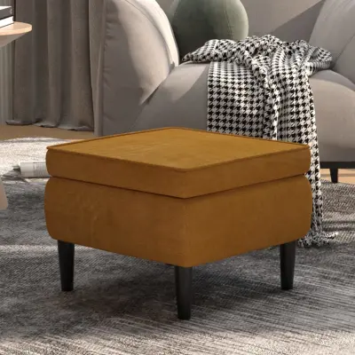 The Living Store Stolček z lesenimi nogami rjav žamet - Stolček