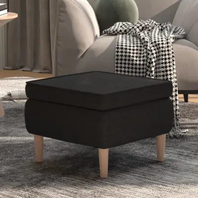 The Living Store Stolček z lesenimi nogami črn iz blaga - Stolček