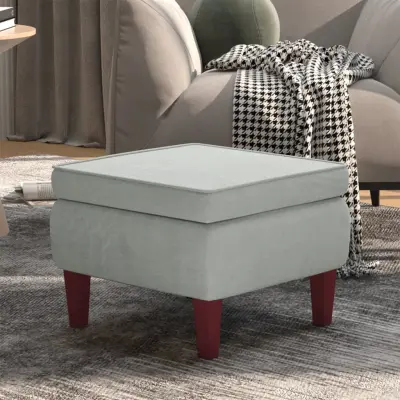 The Living Store Stolček z lesenimi nogami svetlo siv žamet - Stolček